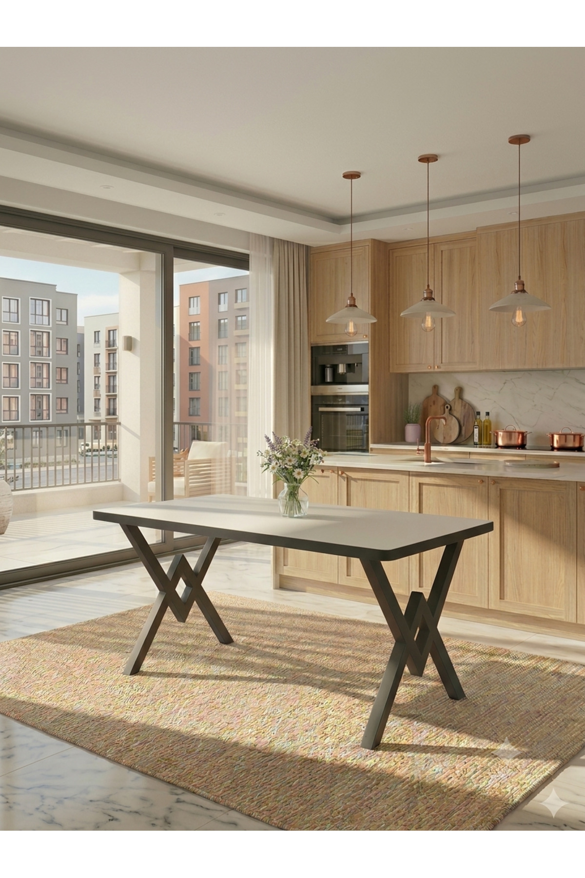 Alara Mutfak Masası Yemek Masası 80x140 Balkon Masası Cafe Masası Düz Beyaz