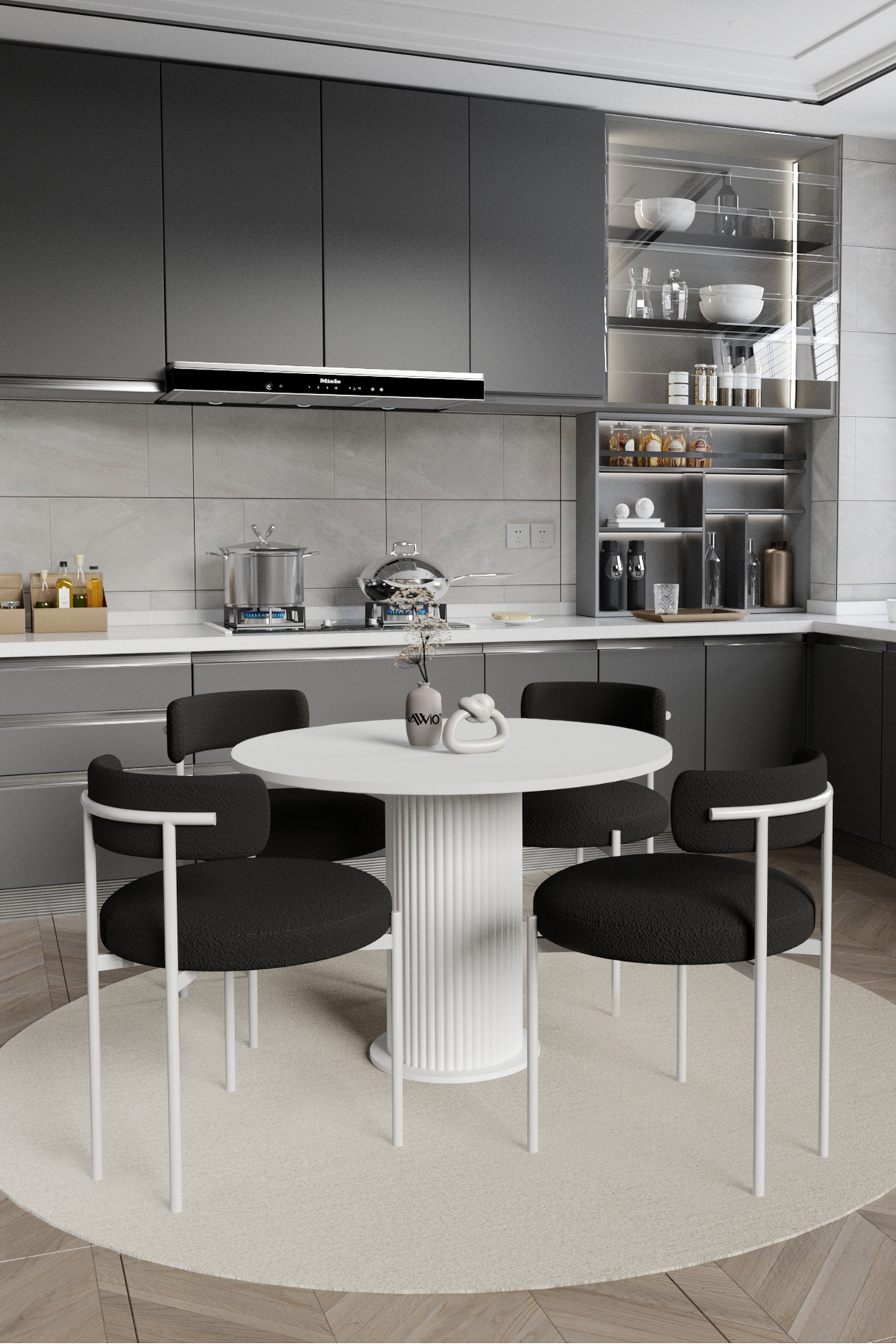 Ares Bohem Lake MDF Ayak 90x90 Yemek Masası Mutfak Masası Masa Sandalye Takımı Beyaz