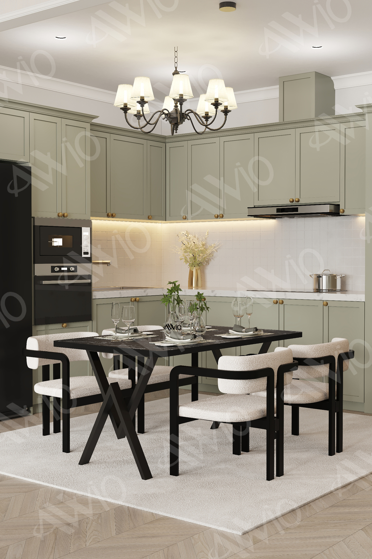 Aria Tokyo Demonte Sandalye 80x120 Yemek Masası Mutfak Masası Salon Masası 4 Kişilik Siyah