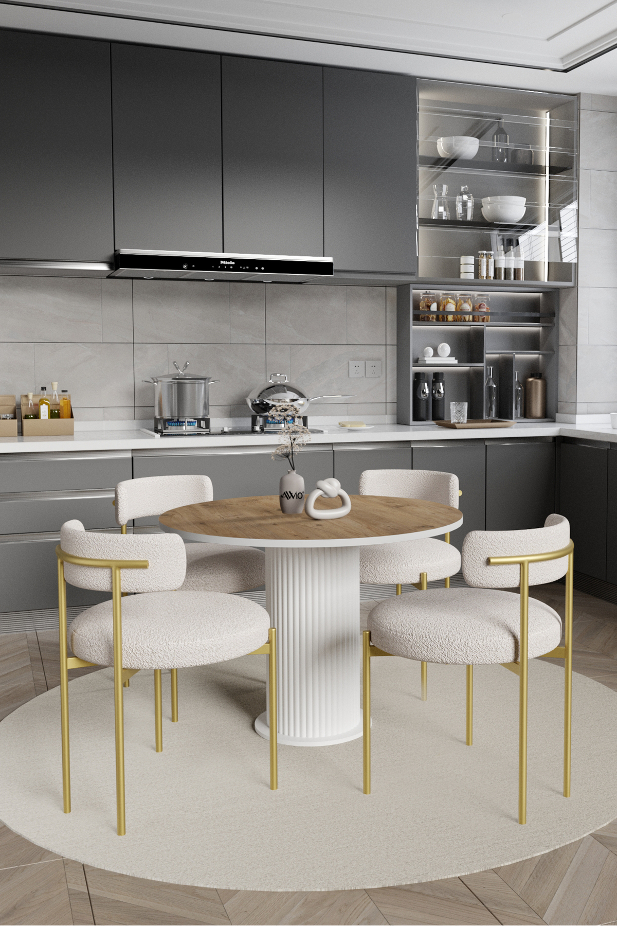 Armony Bohem Lake MDF Ayak 90x90 Yemek Masası Mutfak Masası Masa Sandalye Takımı Akça