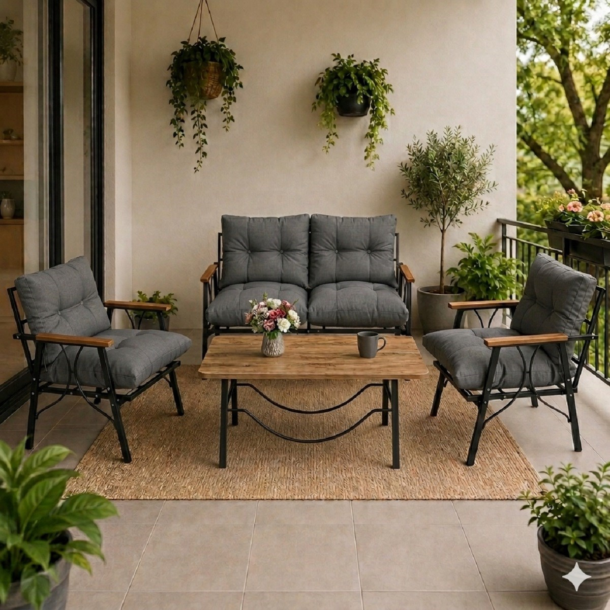Balkon Bahçe Çay Seti 2+1+1 Zgz