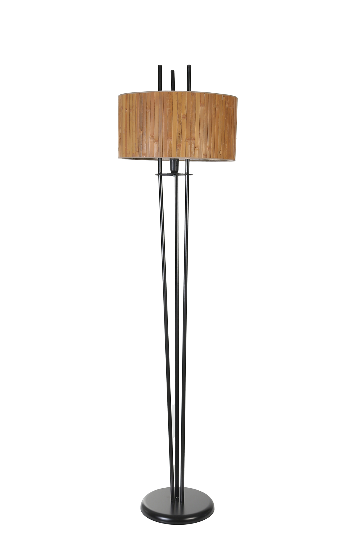 Belen Siyah Lambader Silindir Bambu 01 Abajurlu