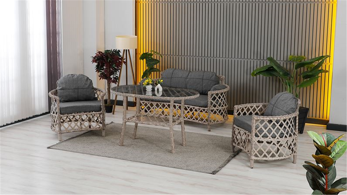 Berlin Rattan Set 2+1+1 Cappucino Zgz