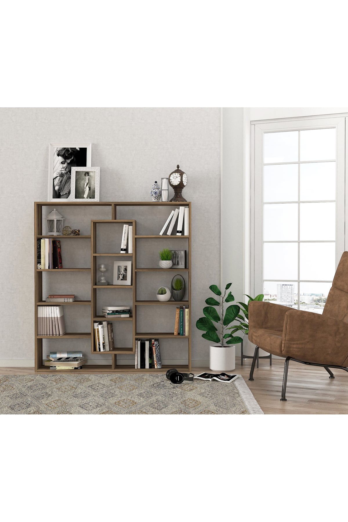 Dekorister Ample Kitaplık Ceviz