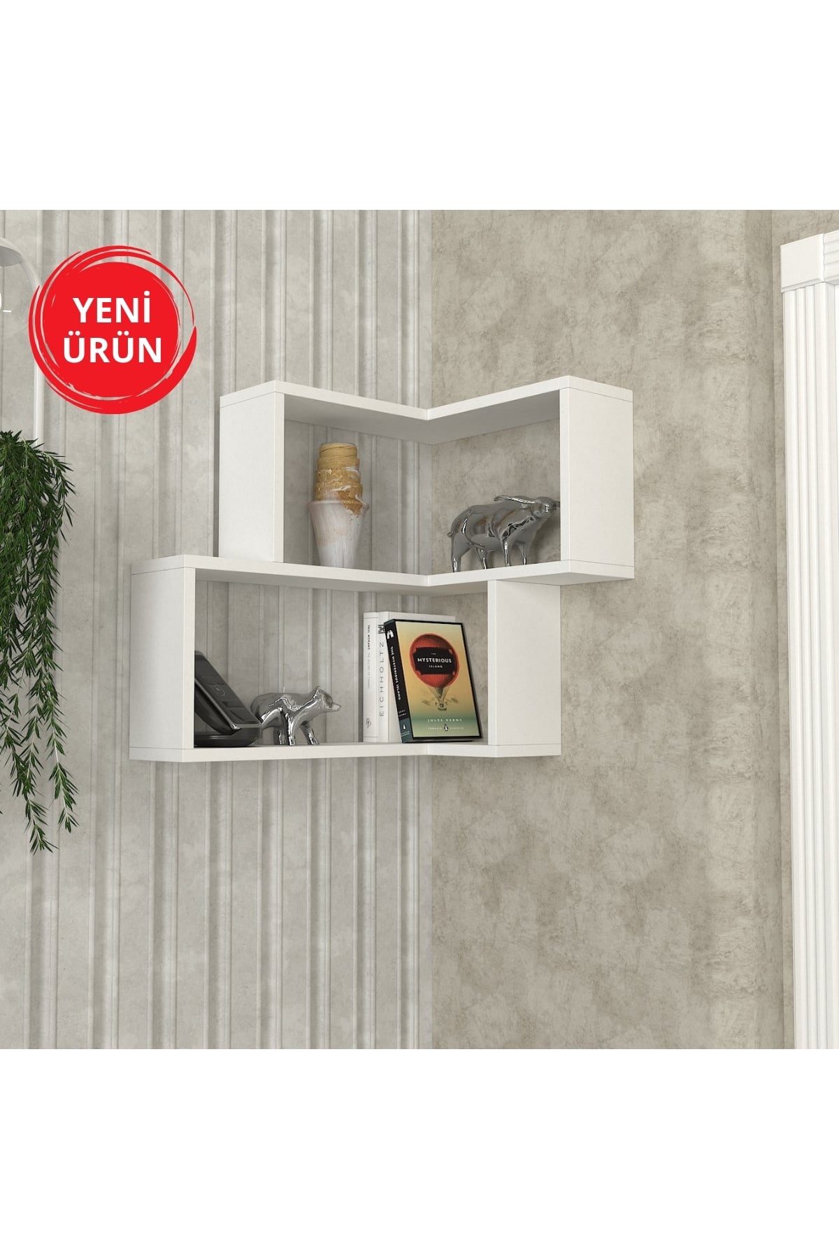 Dekorister Bulut Köşe Duvar Rafı Beyaz