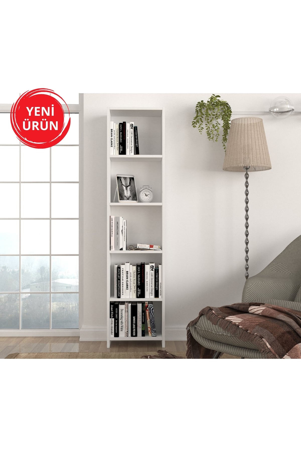 Dekorister Cansu D 5 Raflı Kitaplık Beyaz