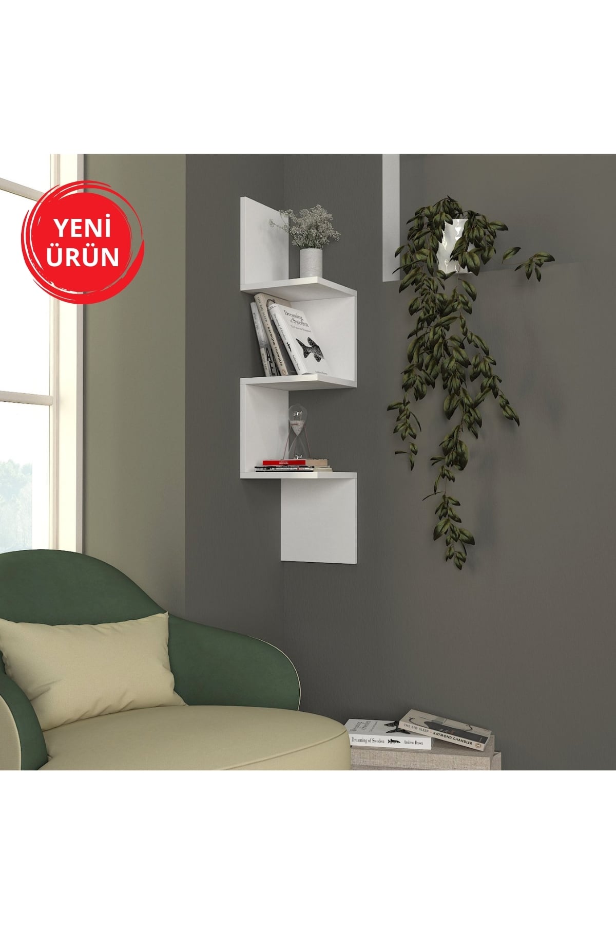 Dekorister Corner Duvar Rafı Beyaz