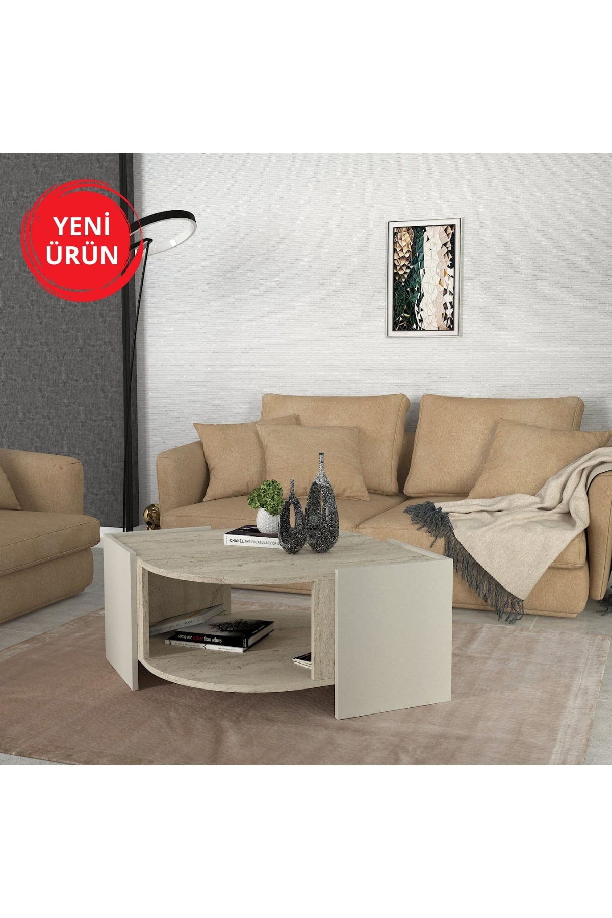Dekorister Exclusive Marbel Orta Sehpa Kumtaşı-traverten