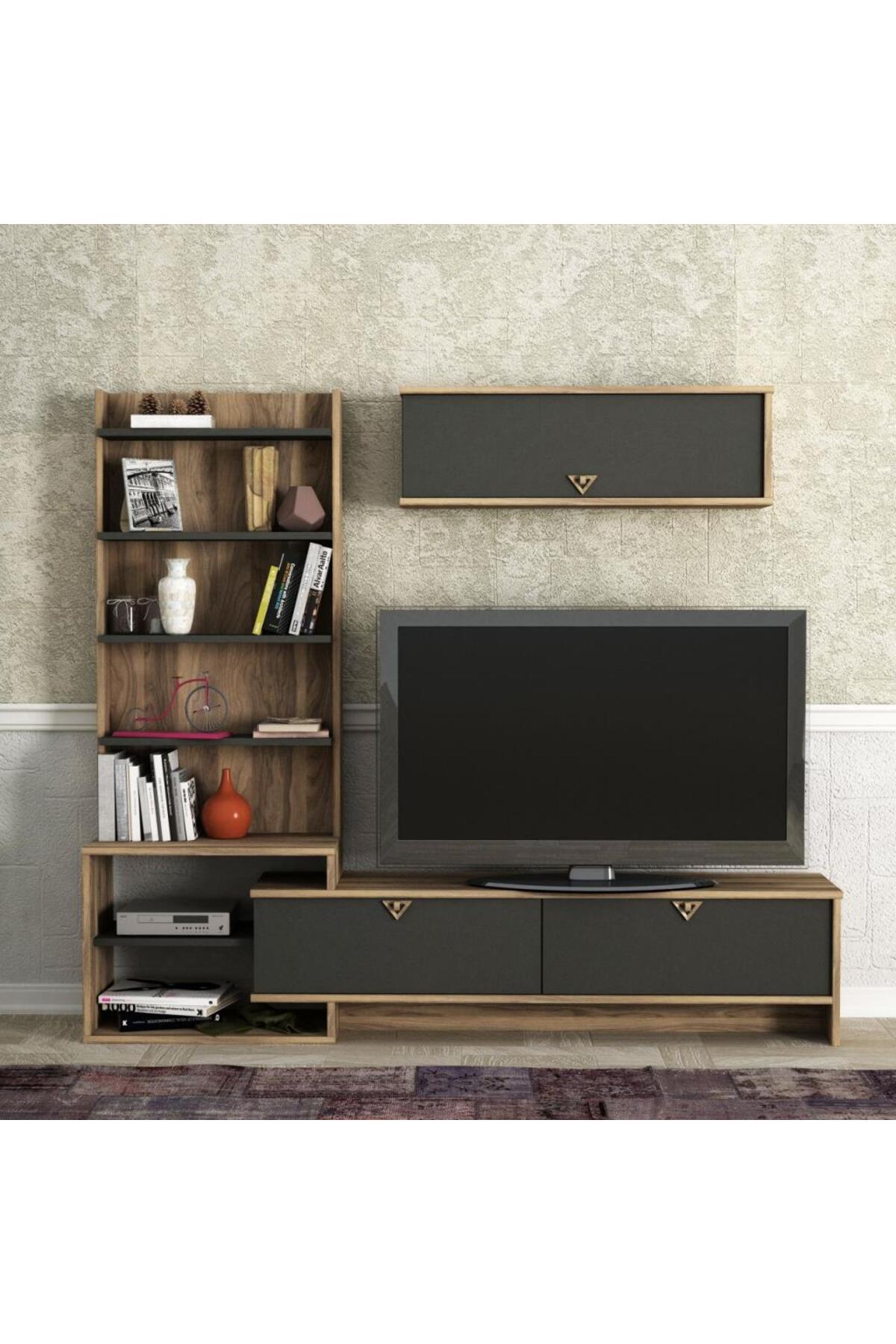 Dekorister Exclusive Pırıl Tv Ünitesi Ceviz-antrasit