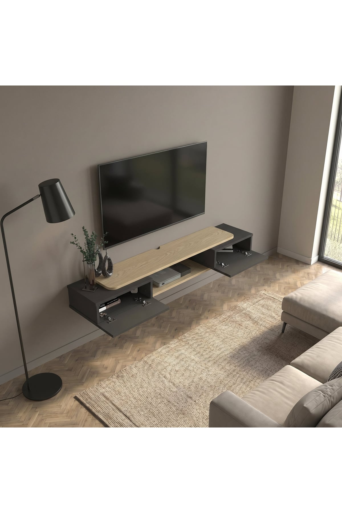 Dekorister Glint Tv Sehpası Antrasit - Rota 150 Cm