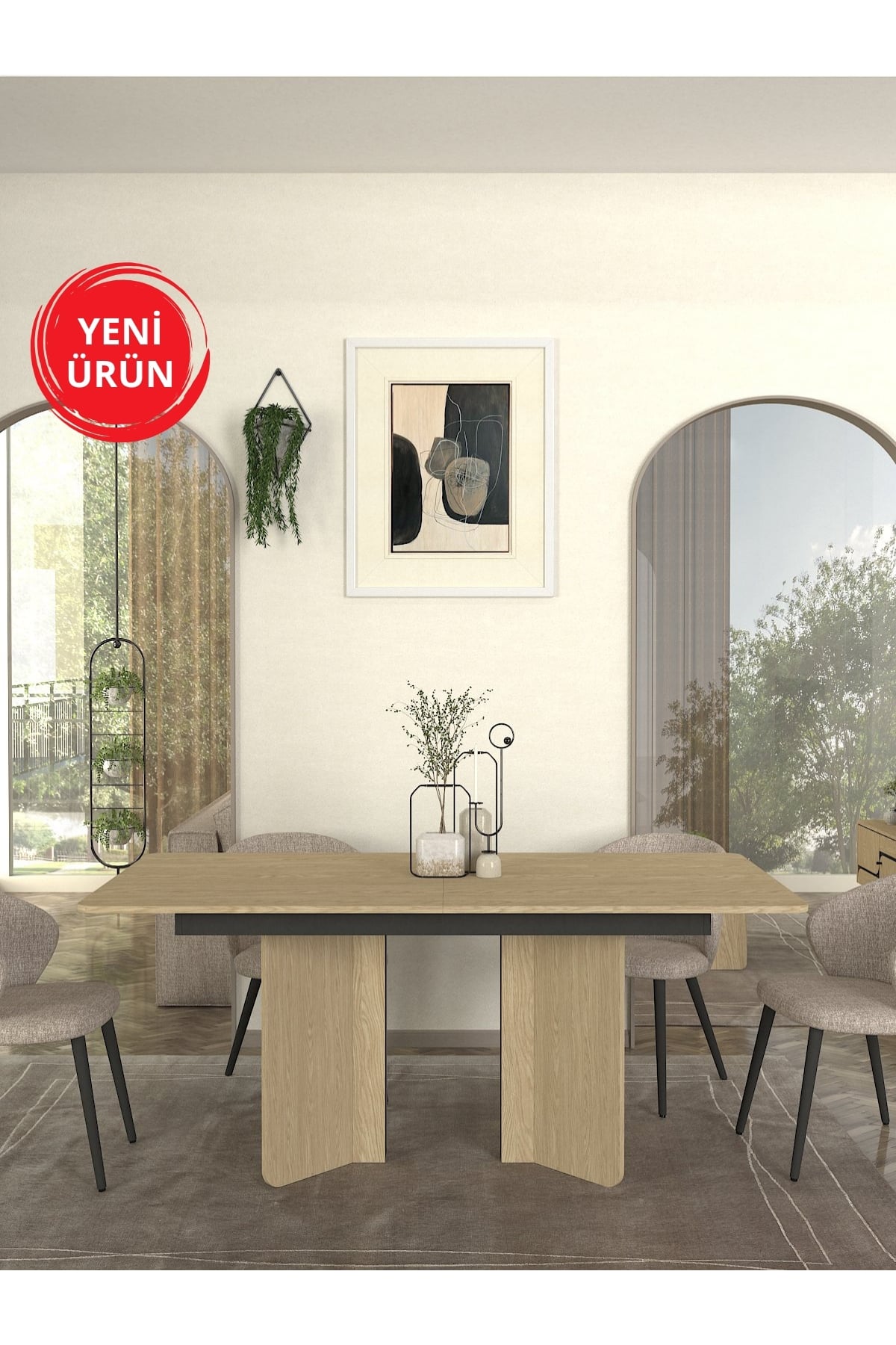 Dekorister Lava Yemek Masası Rota - Antrasit 180cm