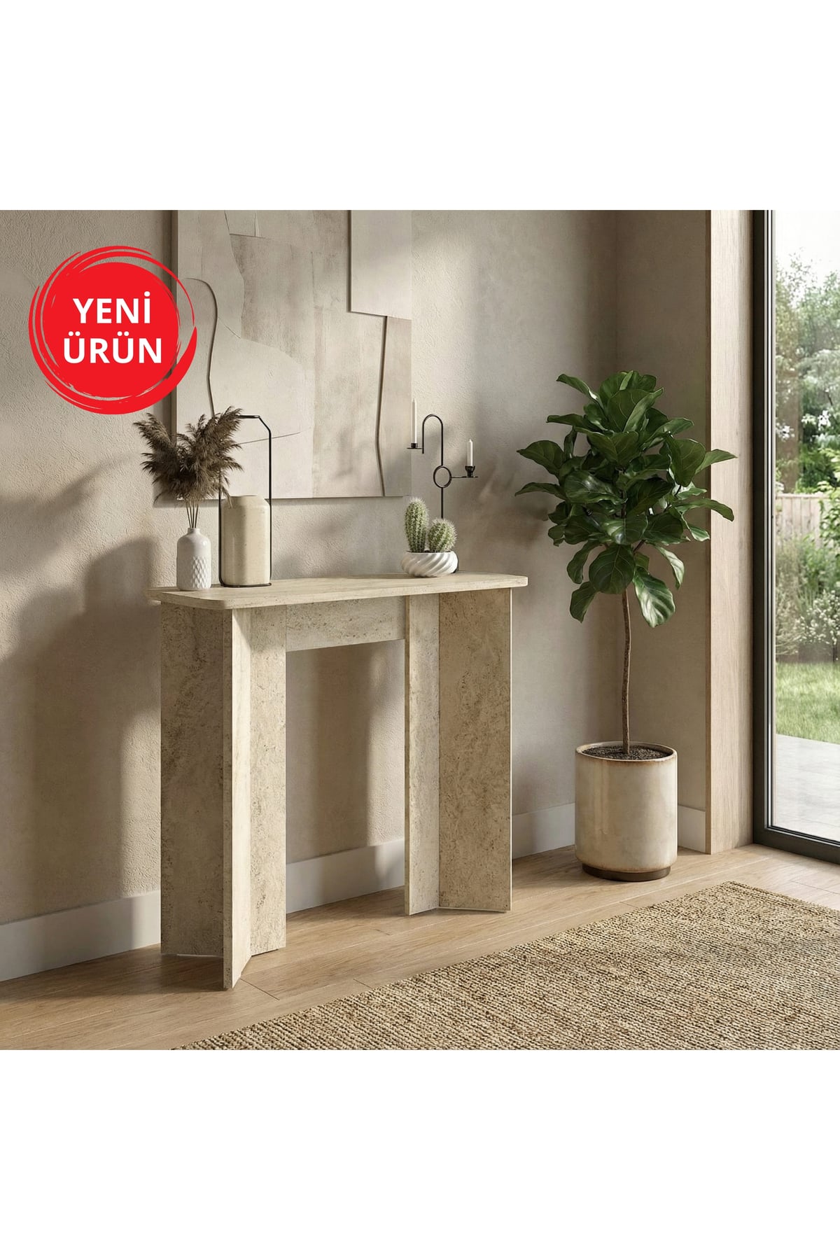 Dekorister Mara Modern Holl Antre Dresuar, Salon & Oturma Odası Mobilyası Traverten 90 cm