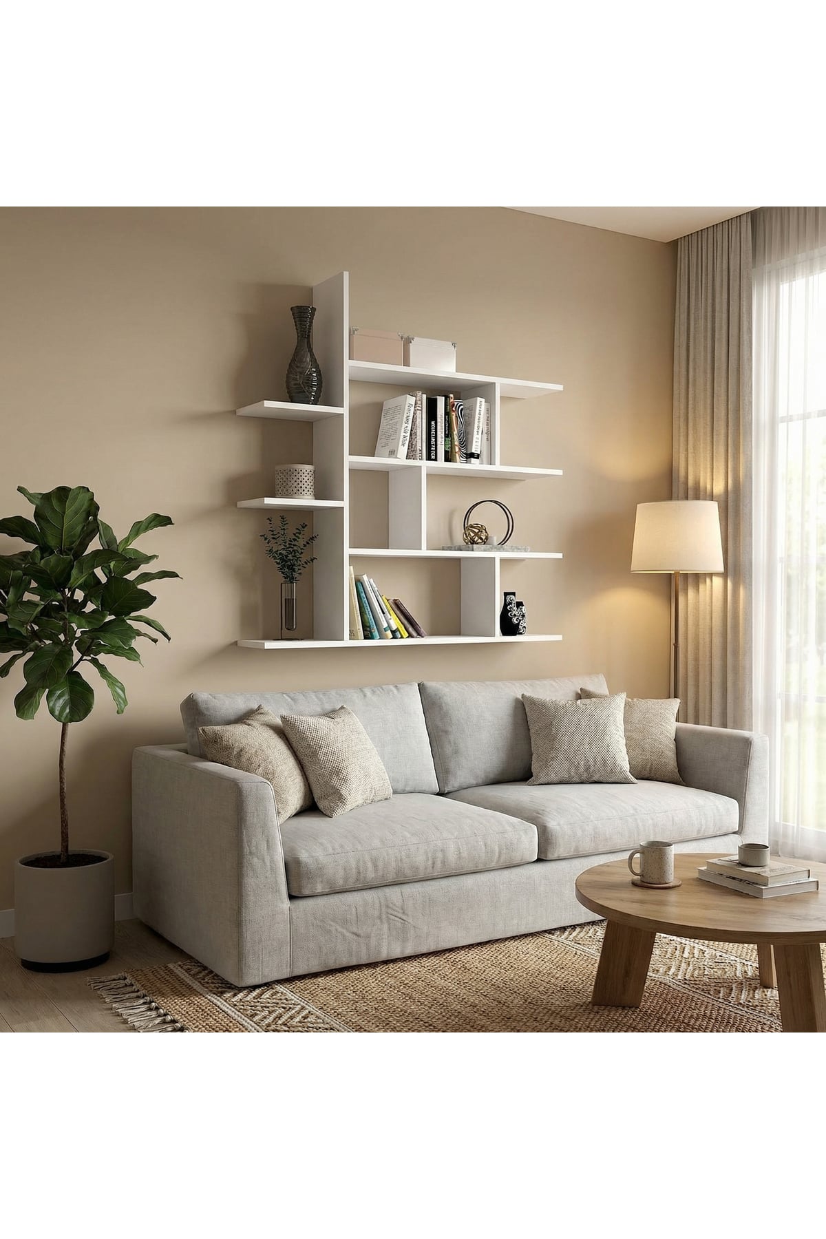 Dekorister Motif Kitaplık 2 Beyaz