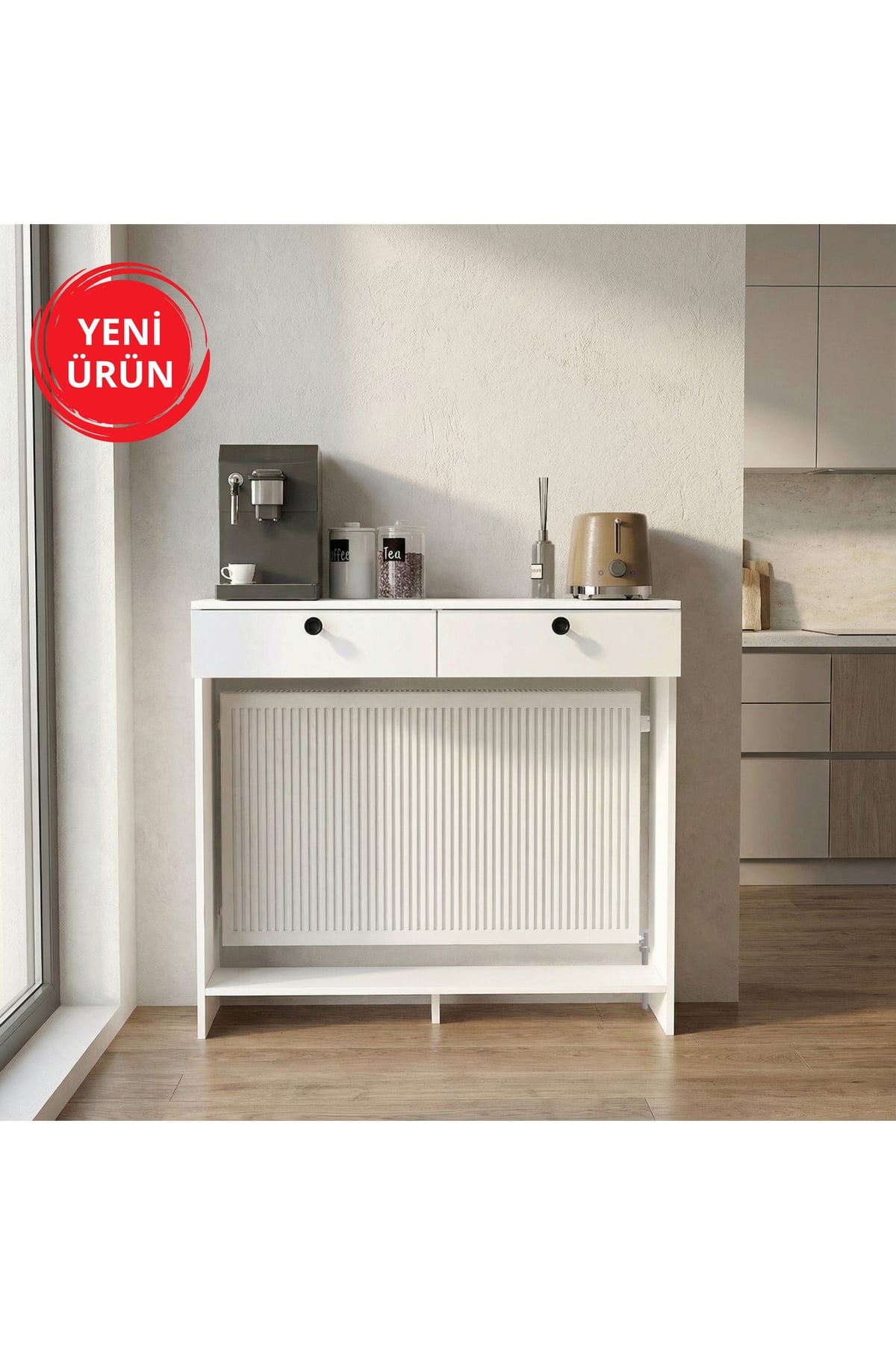 Dekorister Opelya Petek Üstü Kahve Köşesi Dresuar, Çok Amaçlı Dolap & Antre Salon Mobilyası 110 cm