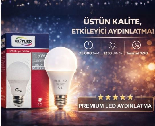 Elitled 15W Premium Led Ampul Sari