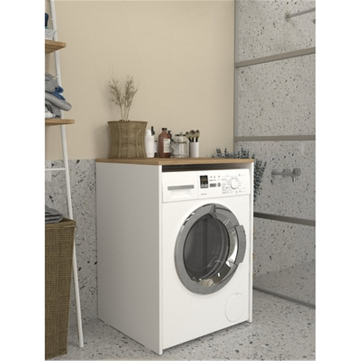 Emorra Camasir Makinesi Dolabi Beyaz-Sepet 61X60X91,8 Cm