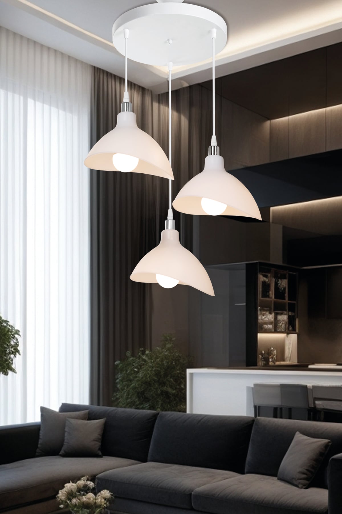 Esta 3Lü Çember Opal Avize Mdl.5061