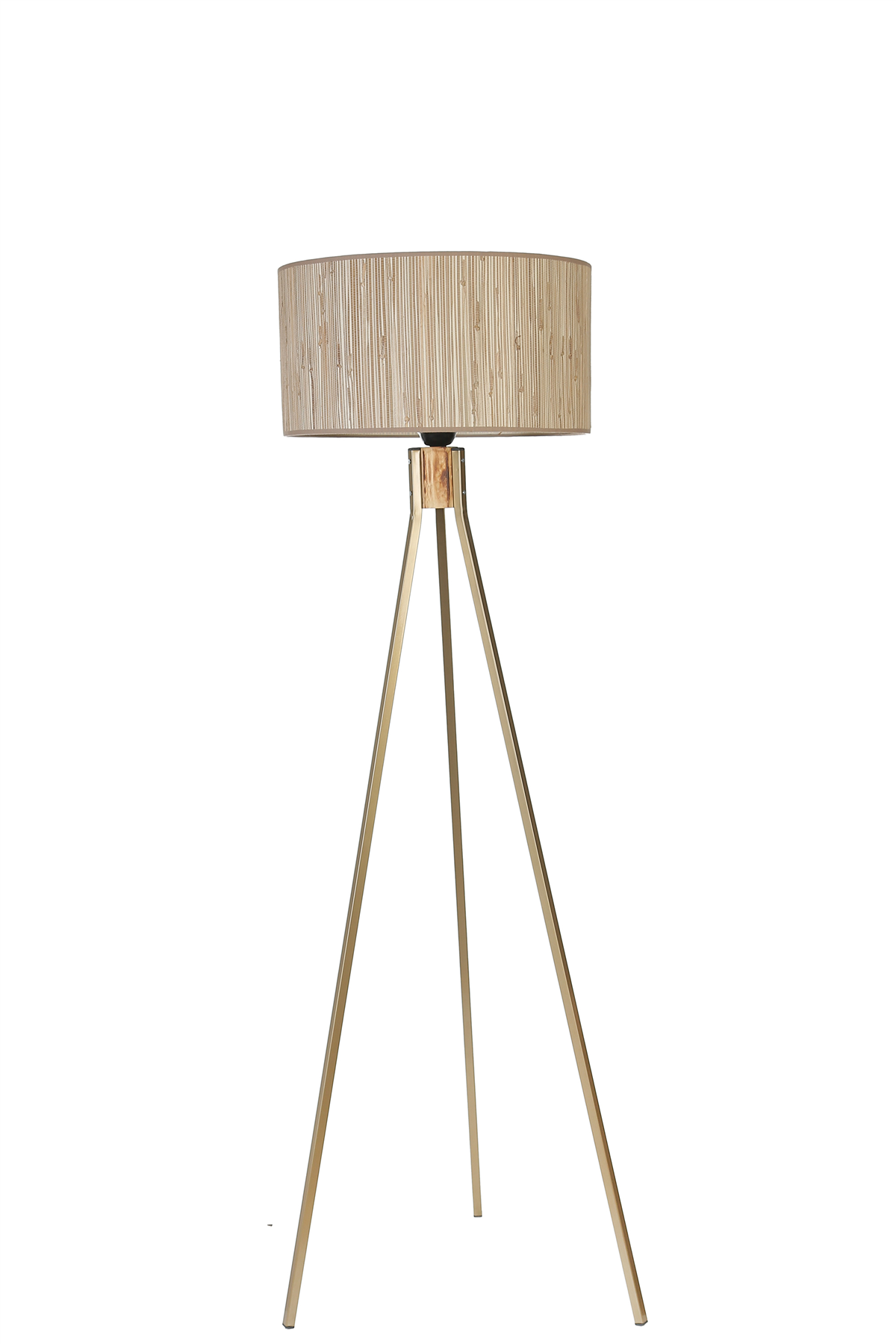 Fısco Tripod Eskitme Lambader Silindir Bambu 09 Abajurlu