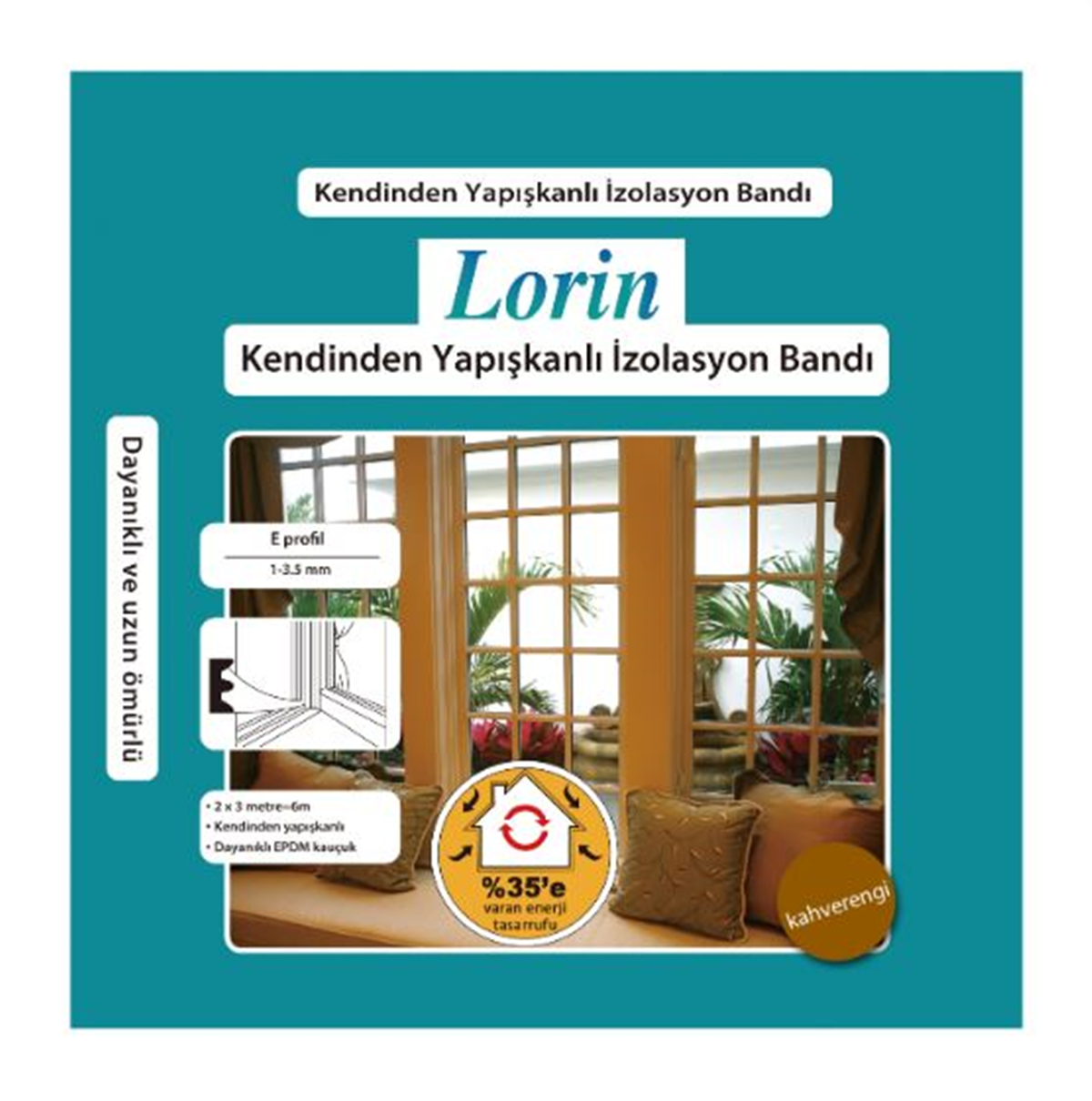 Kapı Pencere Bandı E Tipi Beyaz 6Mt