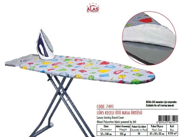 Lüks Keçeli Ütü Masa Örtüsü 52*140 Cm
