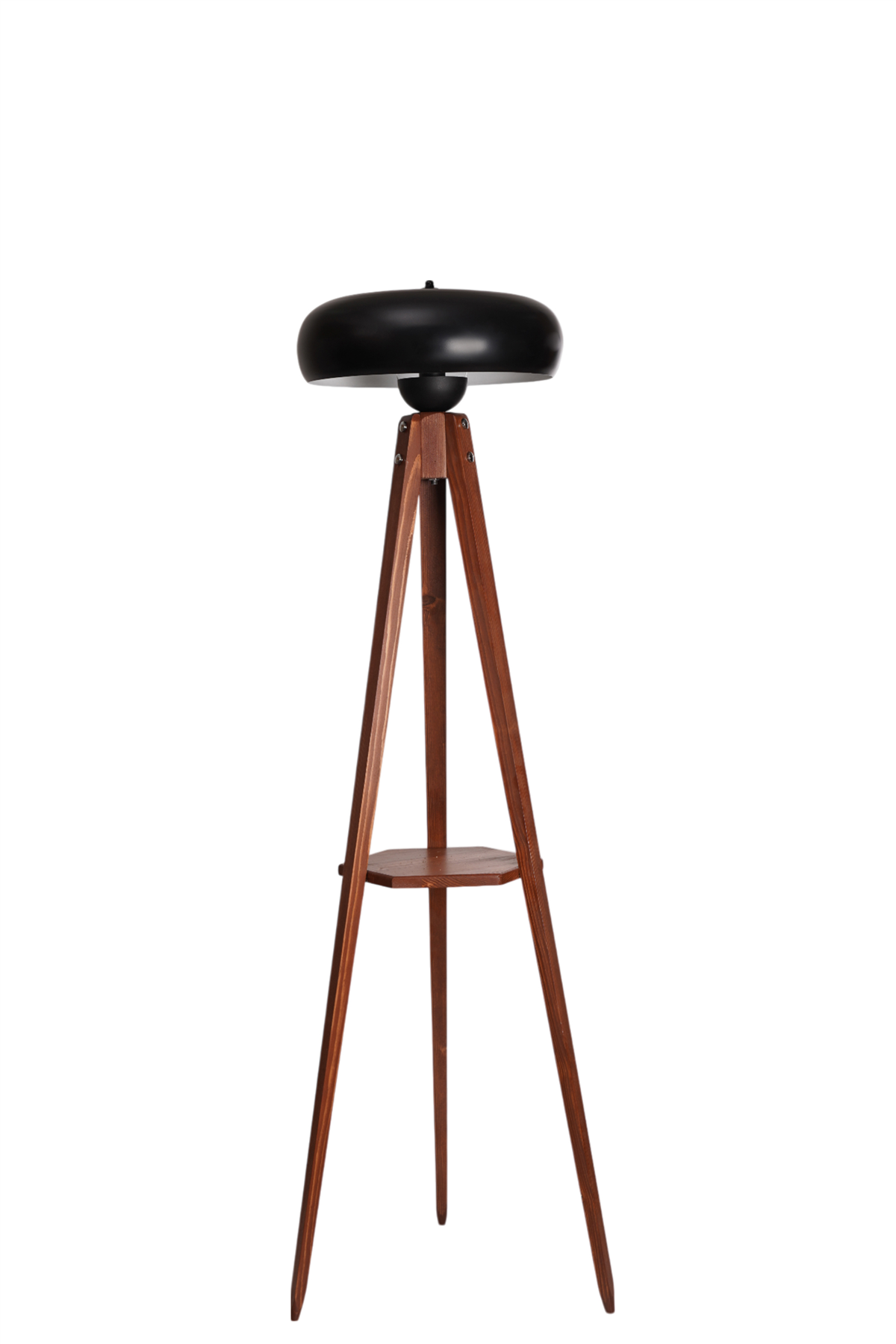 Lumexx Sehbalı Tripod Ceviz Lambader Smith Siyah Başlıklı