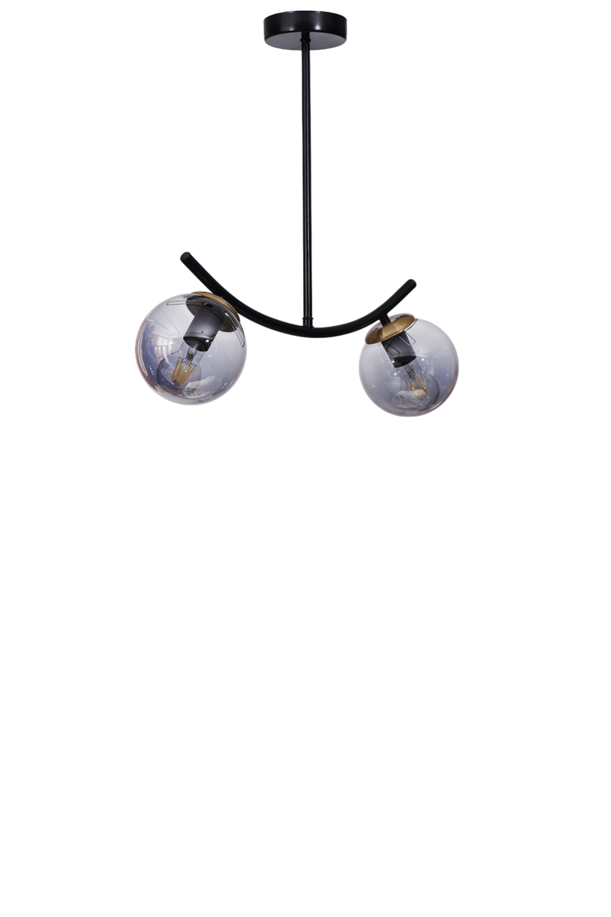 Lumexx Velvet 2 Li Siyah Füme Camlı Plafonyer Avize