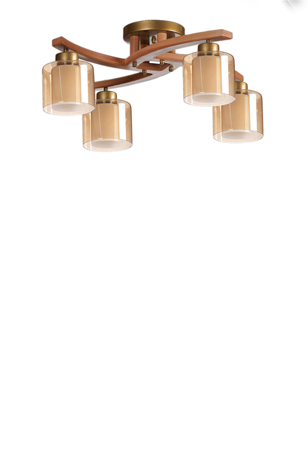 Lumexx Weston 4 Lü Naturel Çift Camlı Plofonyer Avize