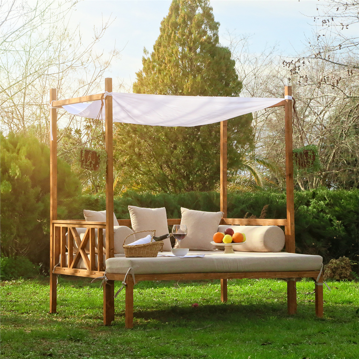 Mandu Ahşap Bahçe Yatağı (Daybed)