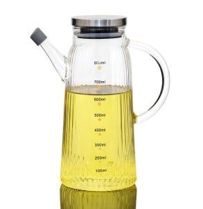 Metal Kapakli Cizgili Cam Yaglik 800 Ml