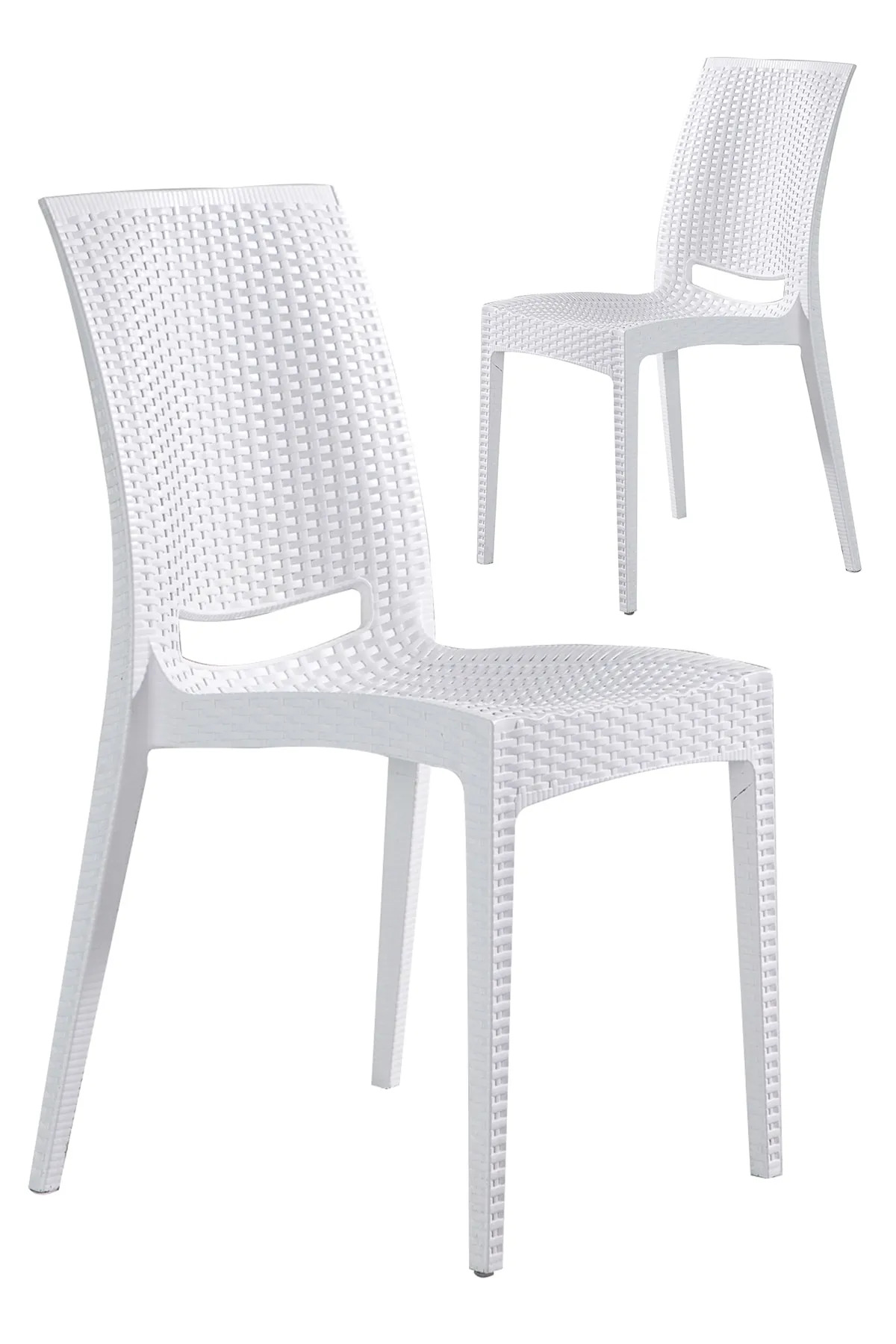 Mobetto 2 Adet Rattan Beyaz Sandalye / Balkon-bahçe-teras