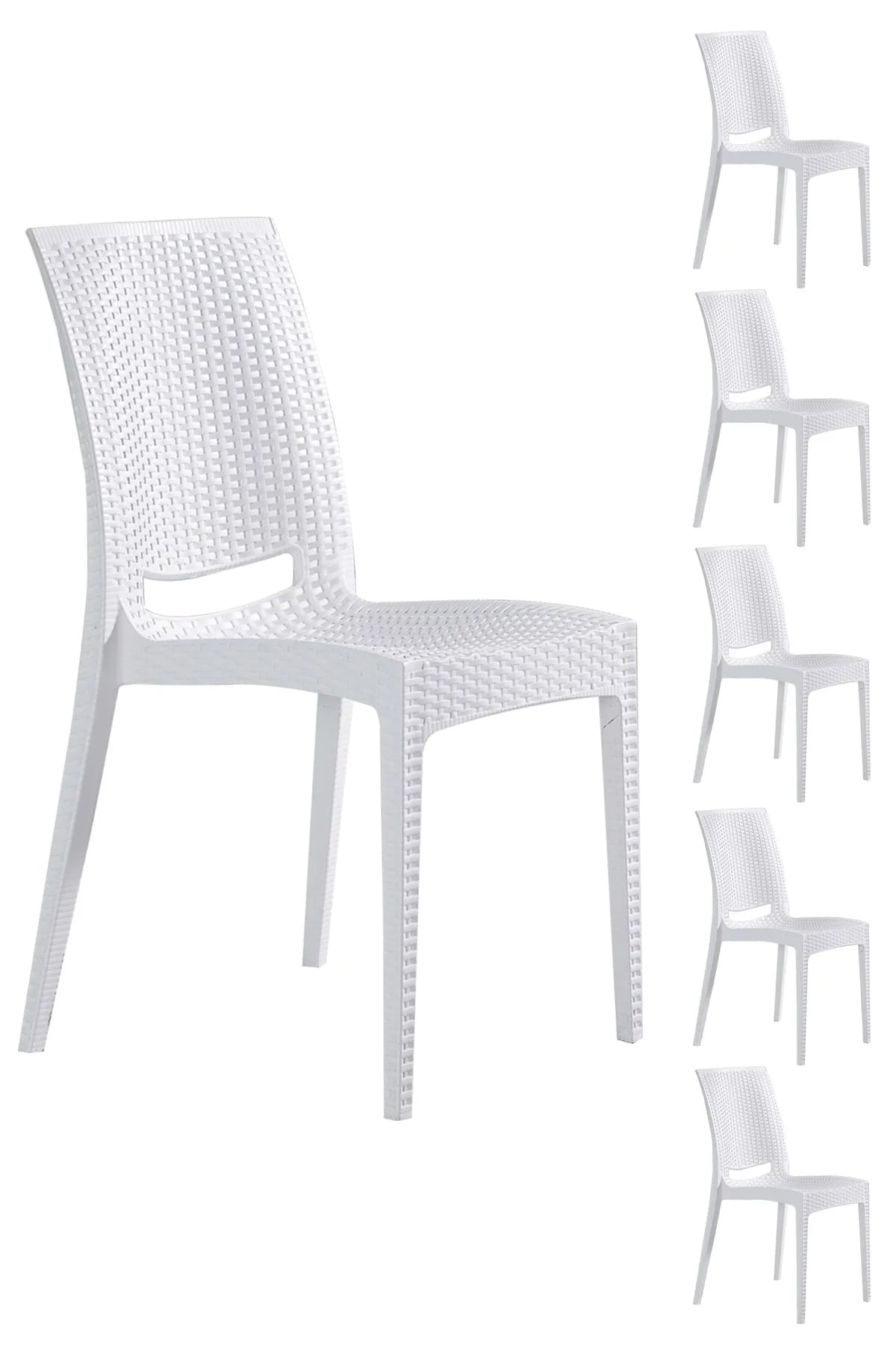 Mobetto 6 Adet Rattan Beyaz Sandalye - Bahçe&balkon&teras Sandalye