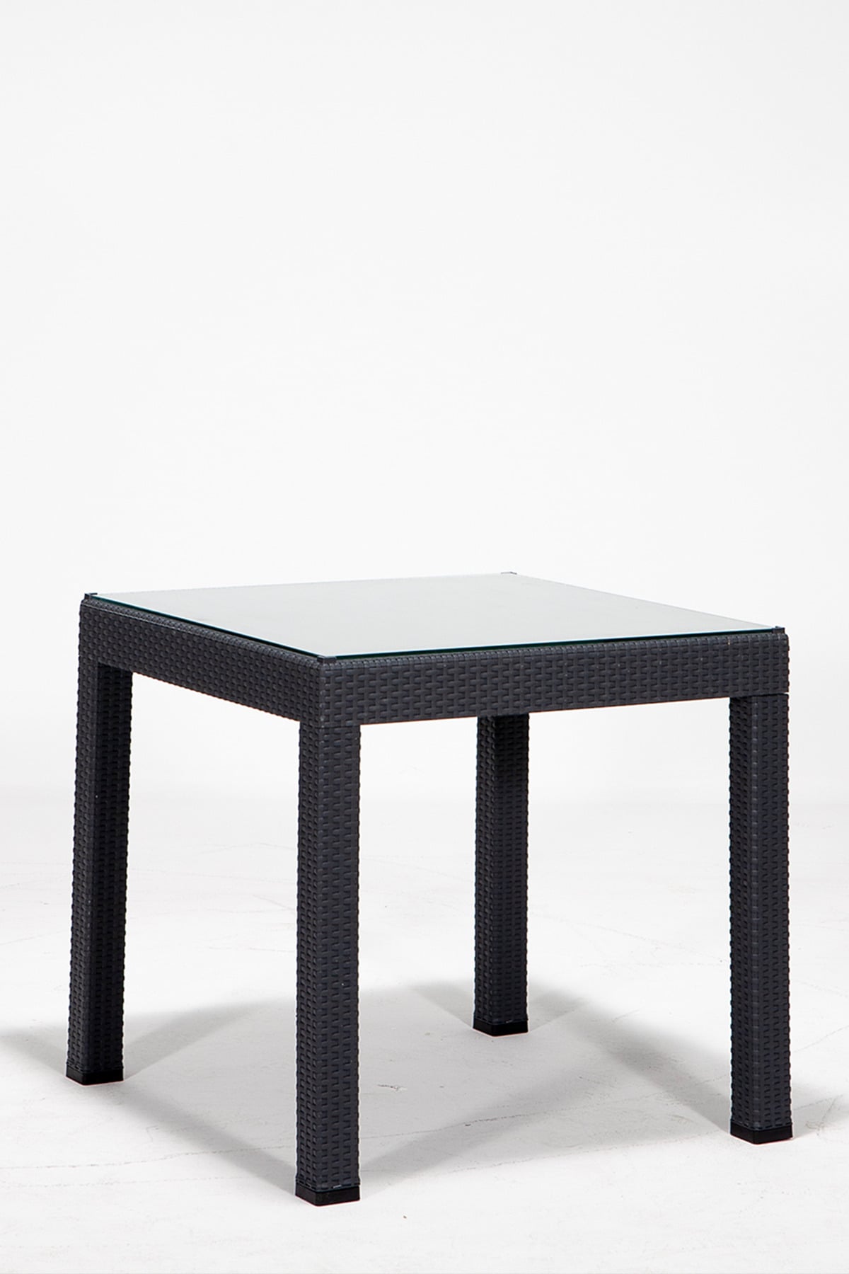 Mobetto Rattan 80x80 Camlı Antrasit Masa - Bahçe&balkon&teras