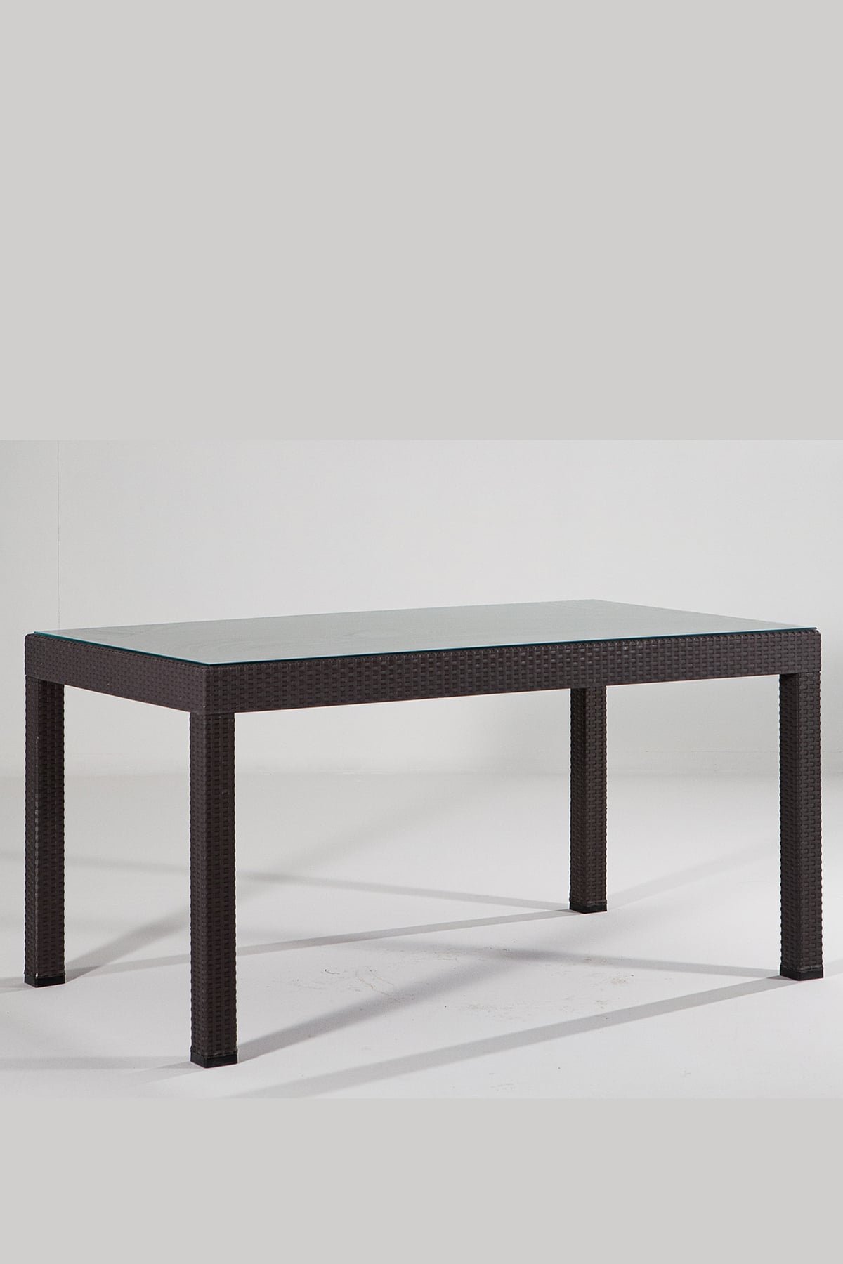 Mobetto Rattan 90x150 Camlı Kahve Masa - Bahçe&balkon&teras