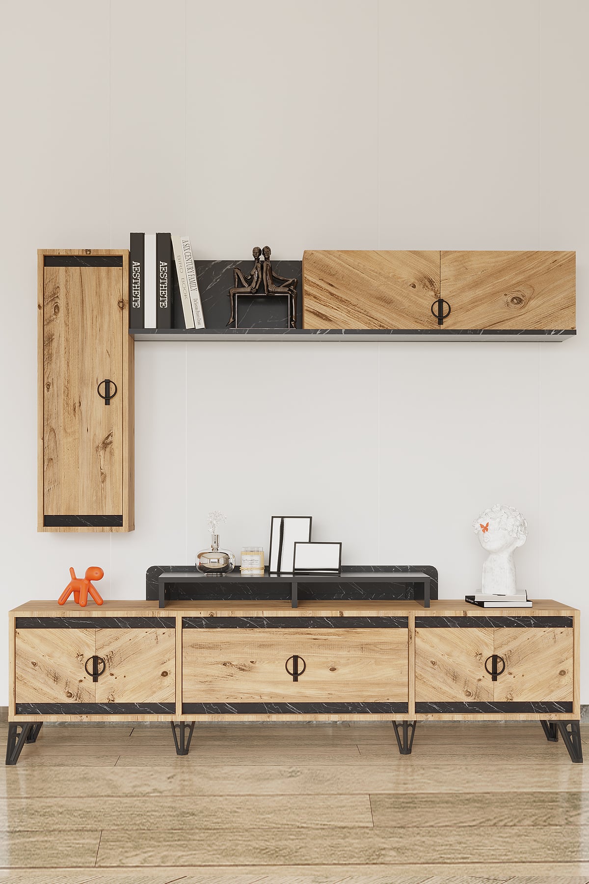 Modalife Avrupa 186x43 Üst Raflı Tv Ünitesi - Atlantik Çam