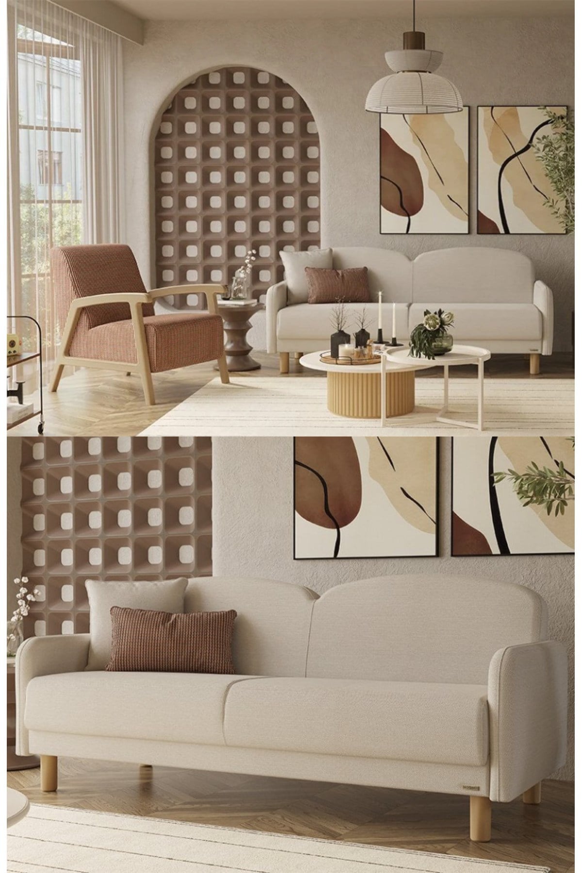 Modalife Bohem Koltuk Takımı, Oturma Grubu 3+3+1 Full Paket (2 Koltuk 1 Berjer) (Sandıklı-Yataklı)