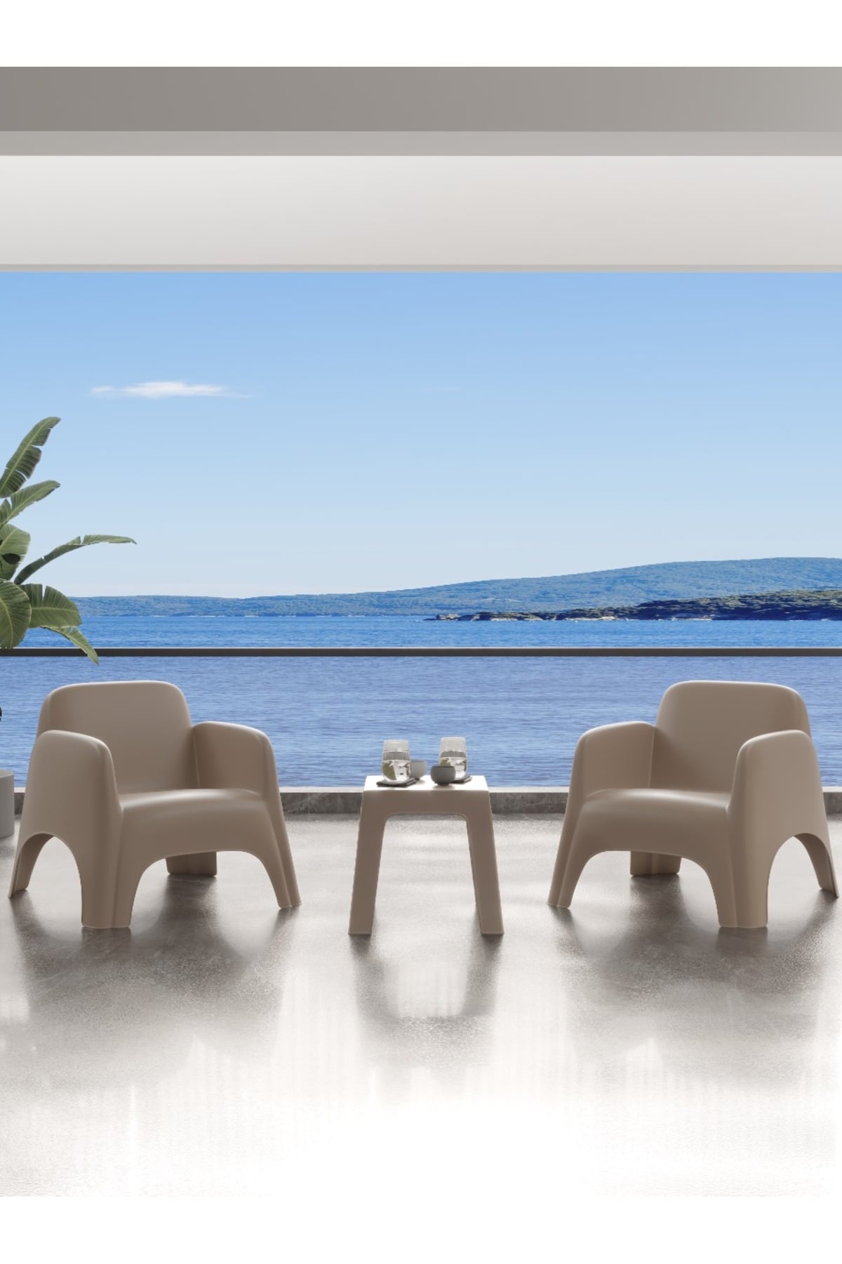 Modalife Şile Pratik Bahçe, Balkon, Teras Oturma Takımı 1-1-Sehpa Bahçe Takımı, Bahçe Mobilyası / Cappucino