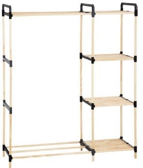 Moduler Ahsap Rafli Elbise Askisi Acik Gardrop 100*35*115Cm- Ne-05