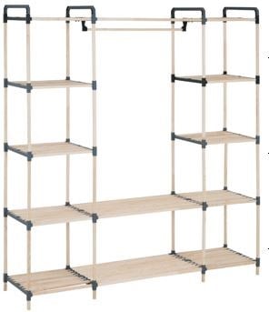 Moduler Ahsap Rafli Elbise Askisi Acik Gardrop 130*35*150Cm- Ne-04