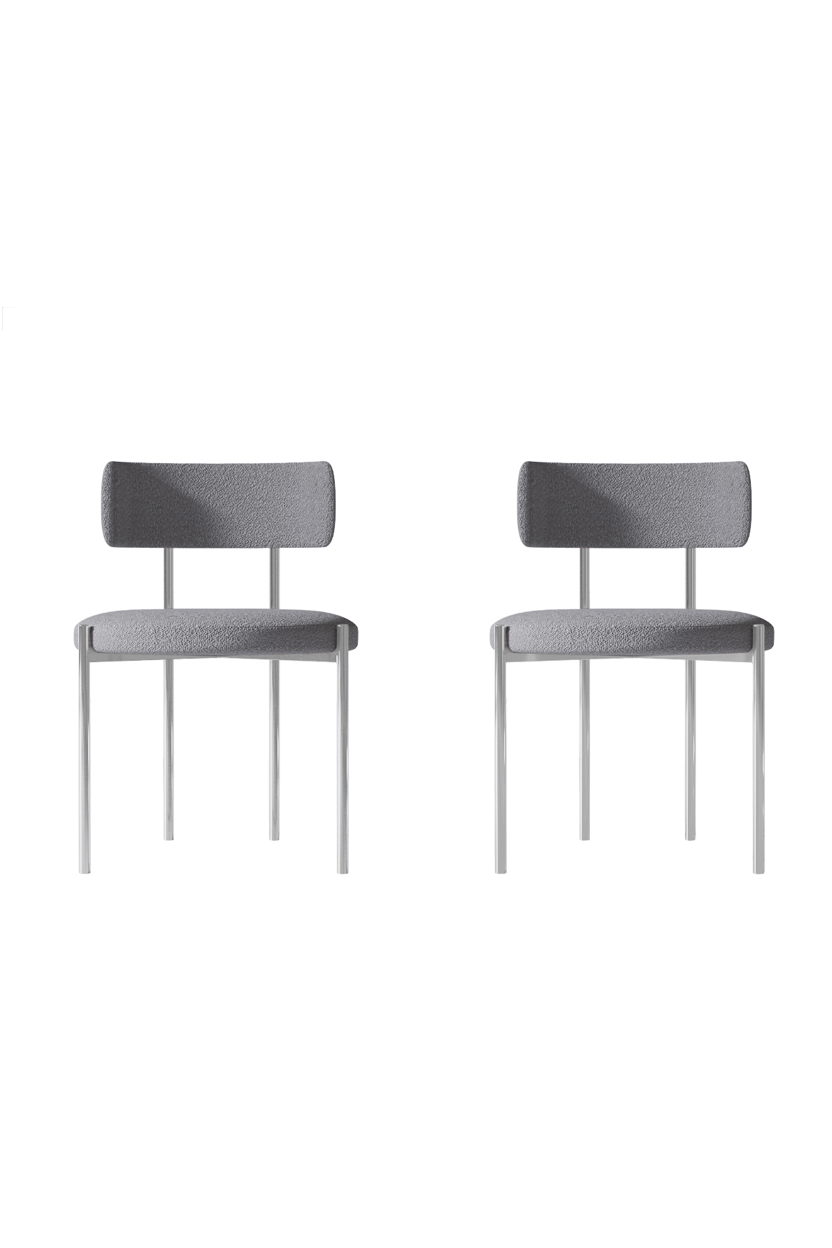 Nora Gümüş Yemek Odası Sandalyesi Mutfak Masası Sandalyesi Cafe Makyaj Sandalyesi (Teddy Sandalye) Açık Gri