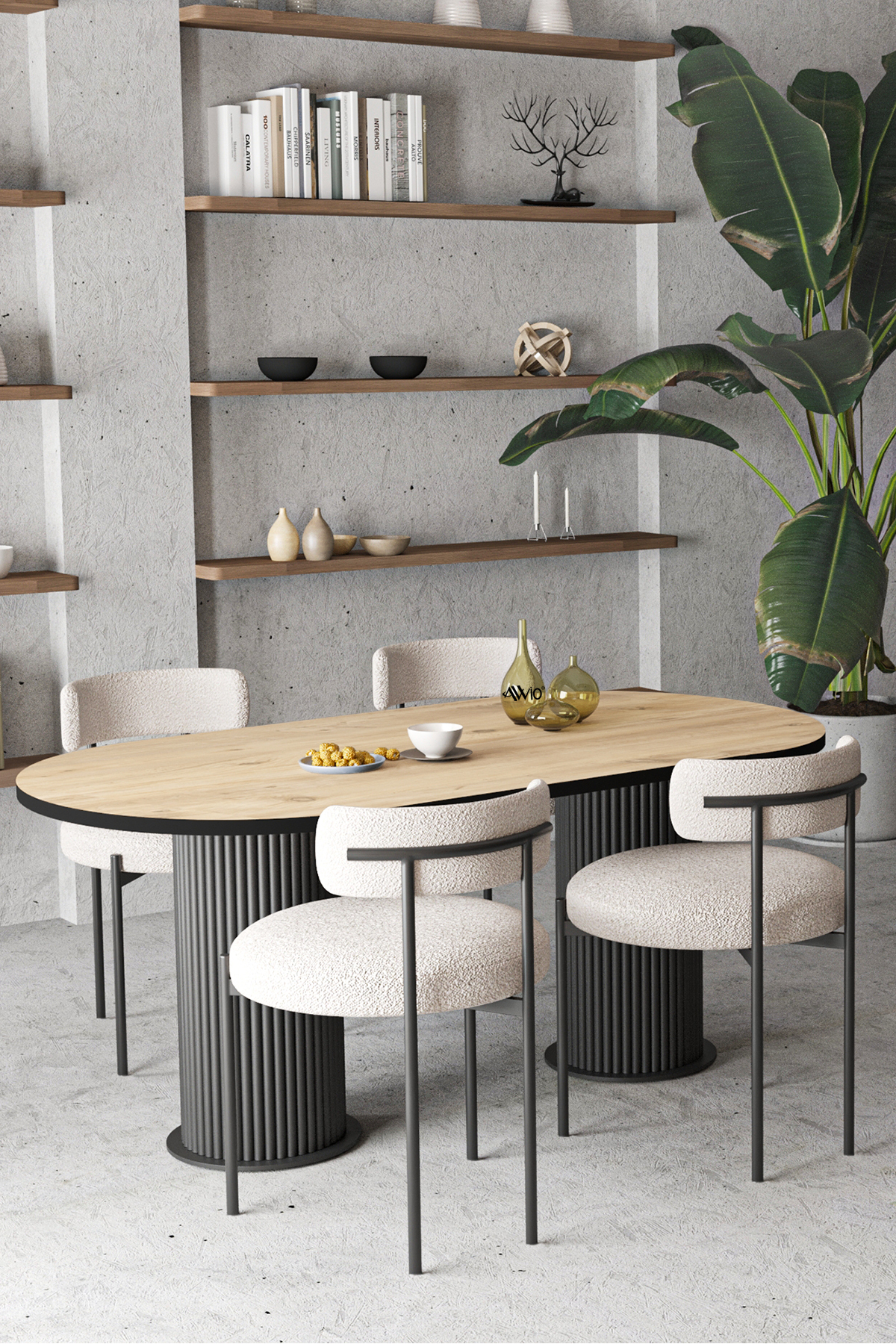 Olivya Teddy Sandalye Bohem Lake MDF Ayak 80x160 Yemek Masası Mutfak Masası Masa Sandalye Takımı Akça