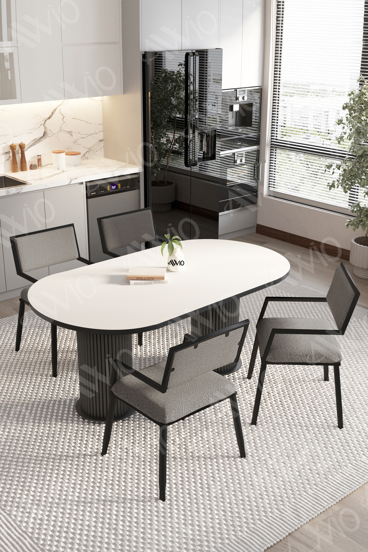 Pontia 80x140 Yemek Masası Mutfak Masası 4 Kişilik Masa Sandalye Takımı Beyaz-Beyaz