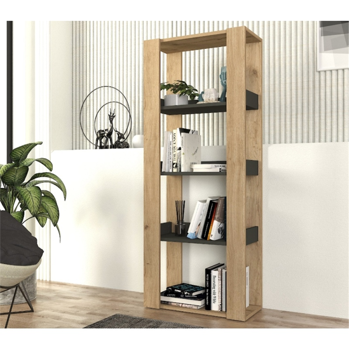 Raun Kitaplik Sepeti - Antrasit 60X150X28,6 Cm