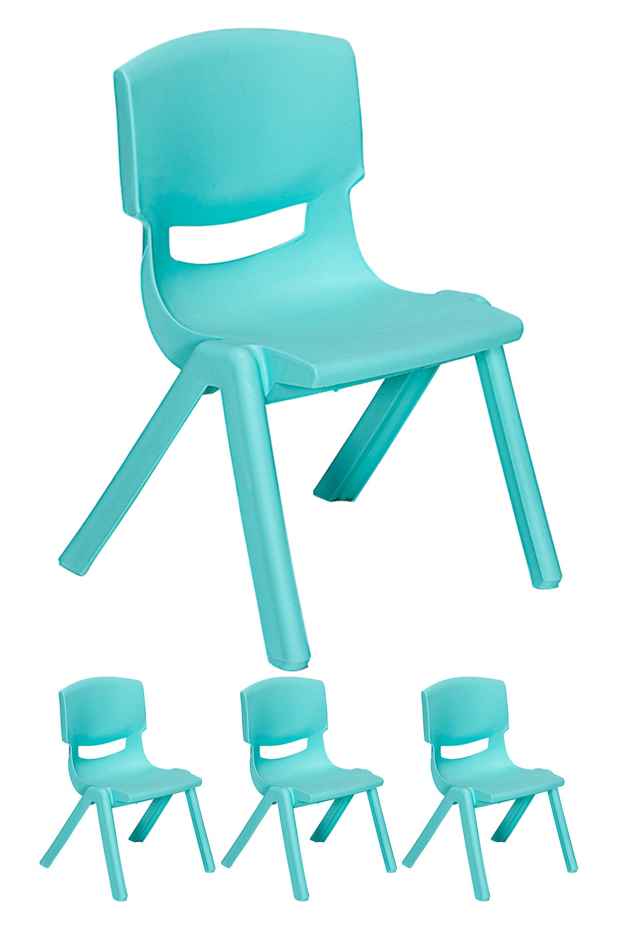 Sandalie Junior 4 Adet Ergonomik Konforlu Anaokulu Kreş Çocuk Sandalyesi - Turkuaz
