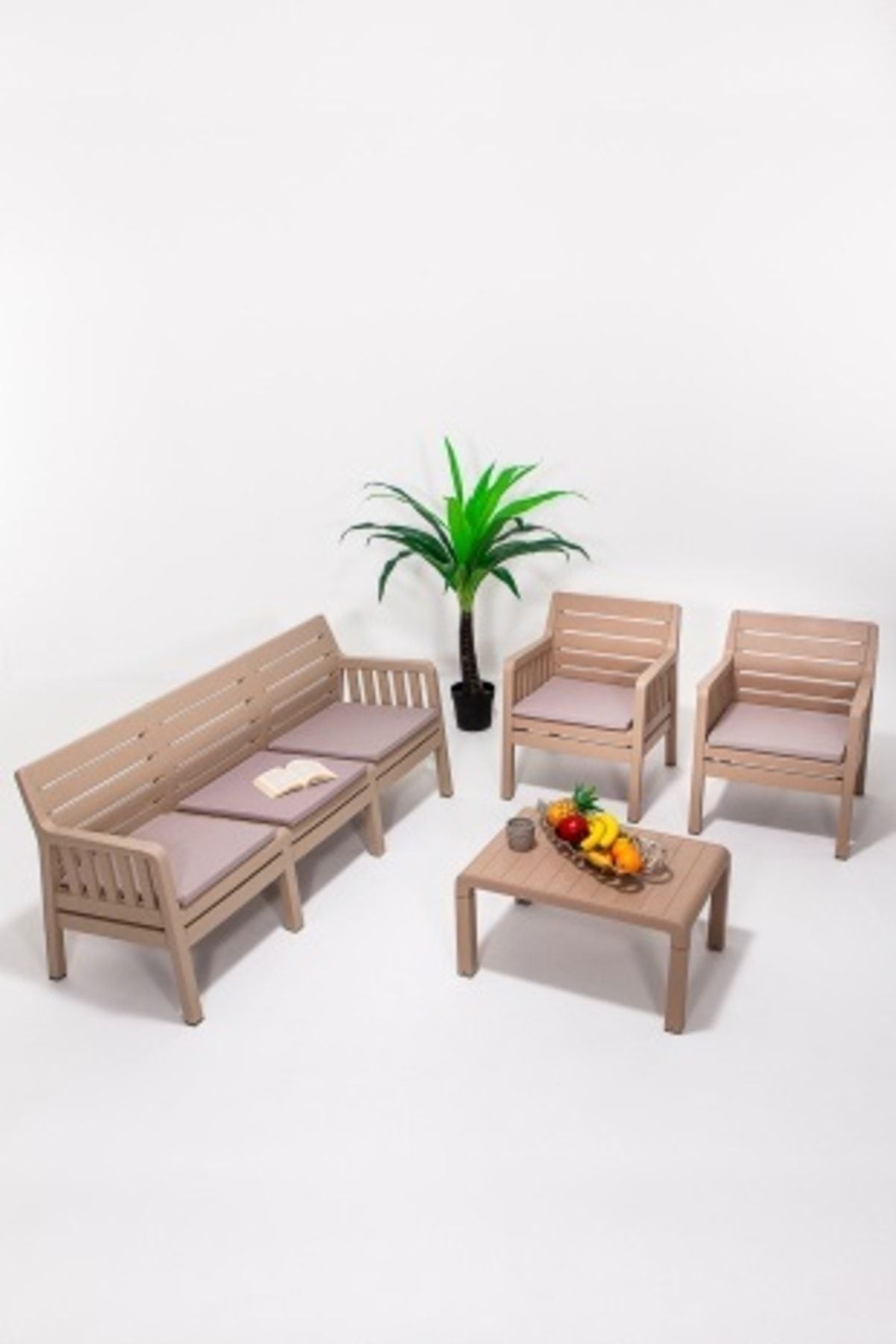 Sandalie Lara 3 1 1 S Bahçe Takımı Balkon - Bahçe - Teras Mobilyası / Cappucino