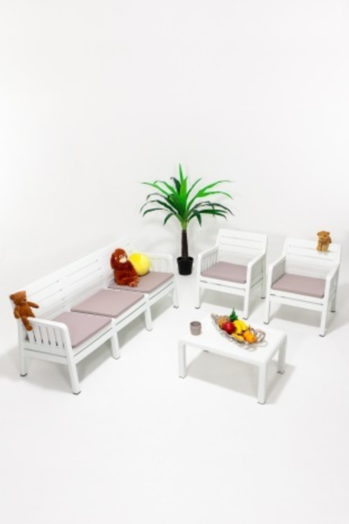 Sandalie Lara 3 1 1 S Bahçe Takımı Balkon - Bahçe - Teras Mobilyası / Beyaz