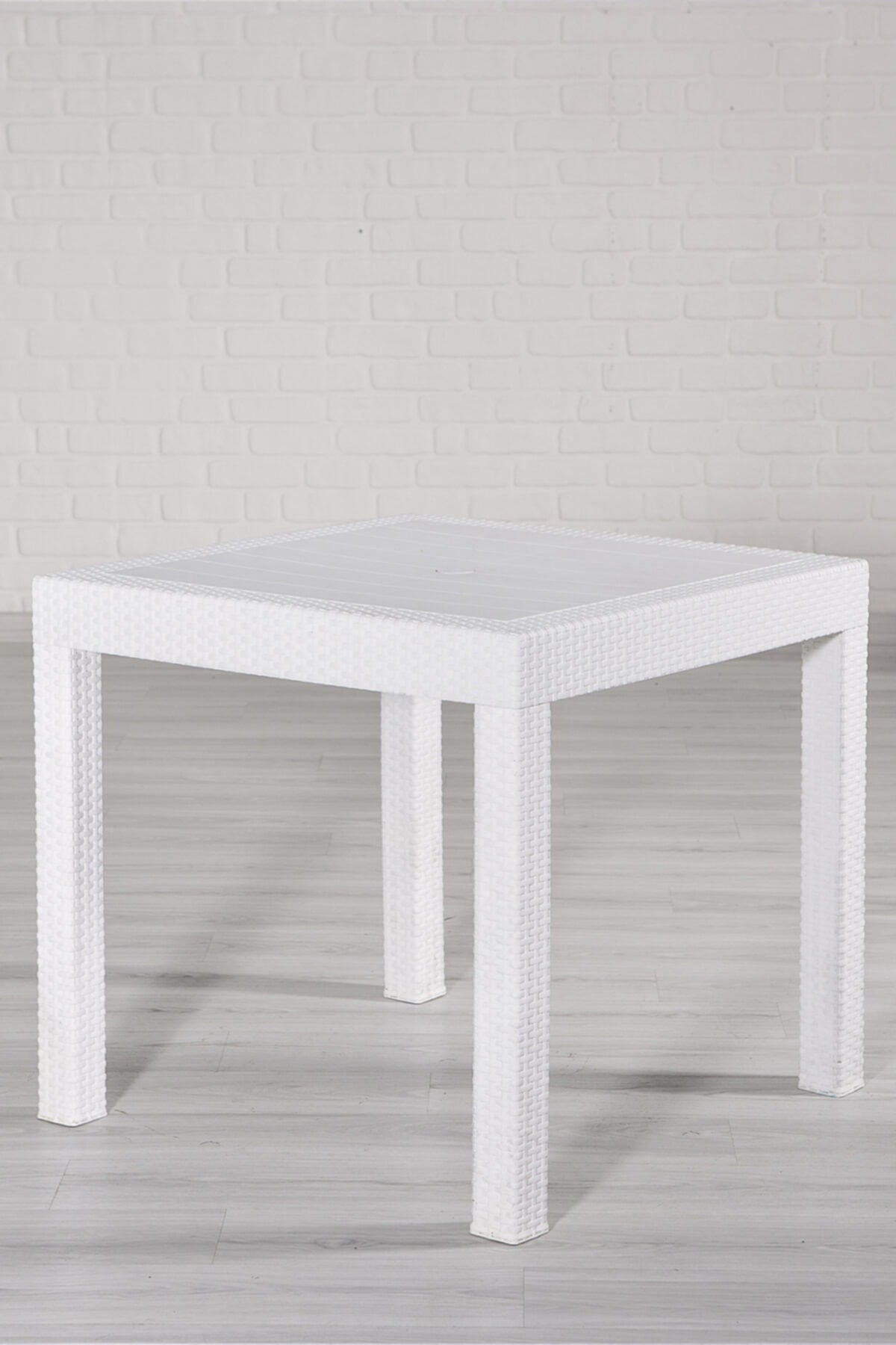 Sandalie Rattan 80x80 Camsız Beyaz Masa - Bahçe&balkon&teras
