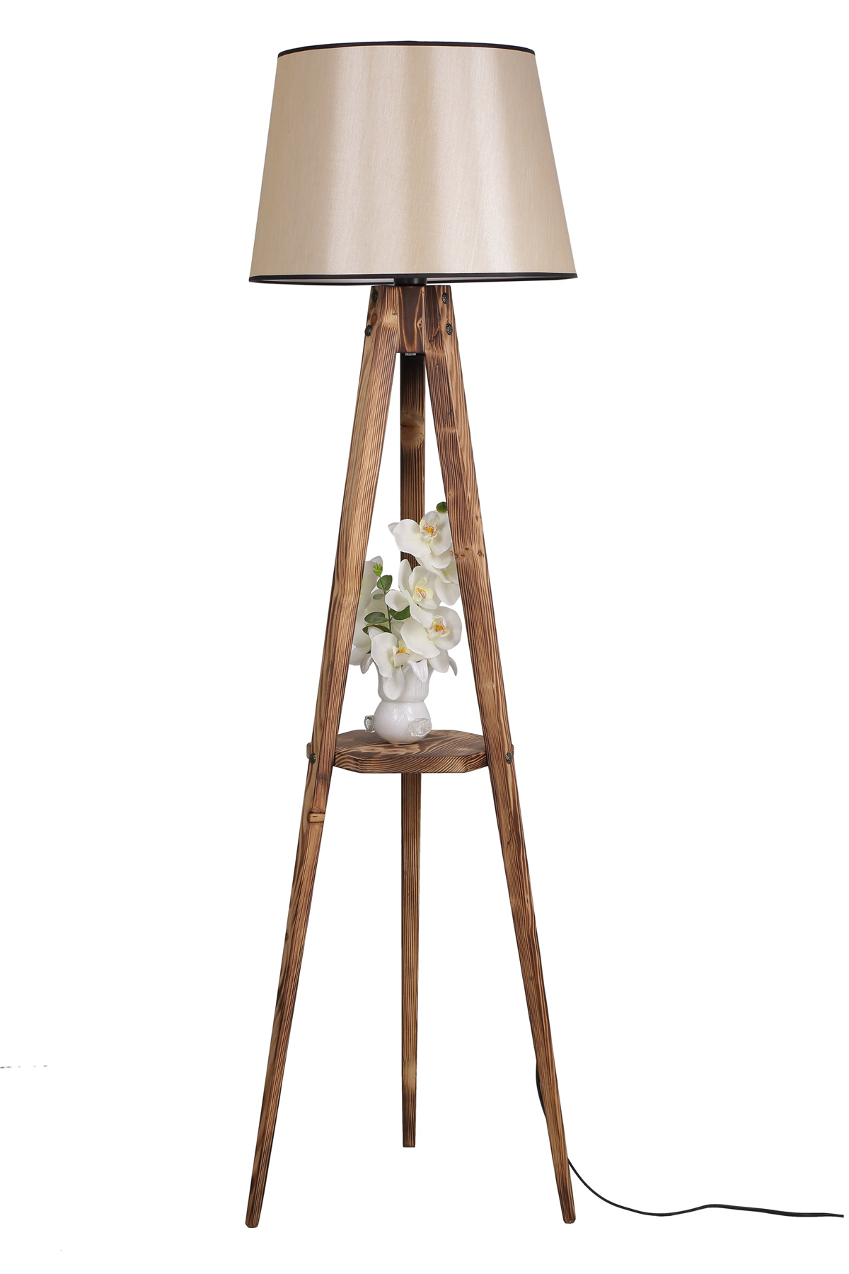Sehbalı Tripod Yanık Lambader Pramit 15-3 Abajurlu