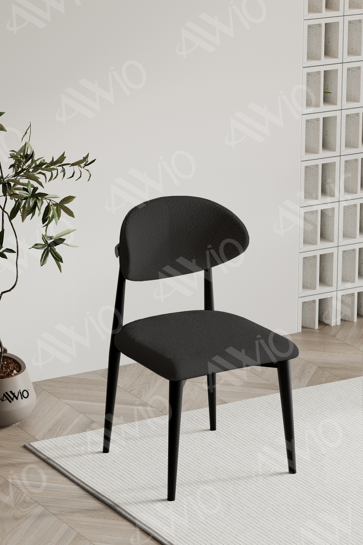 Siyah Polo Sandalye Mutfak Salon Yemek Odası Sandalyesi Metal Ayak Antrasit Gri