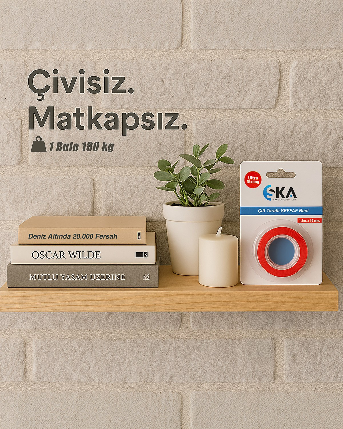 Ska Çift Taraflı Bant Şeffaf Akrilik 19Mmx1.5Mt