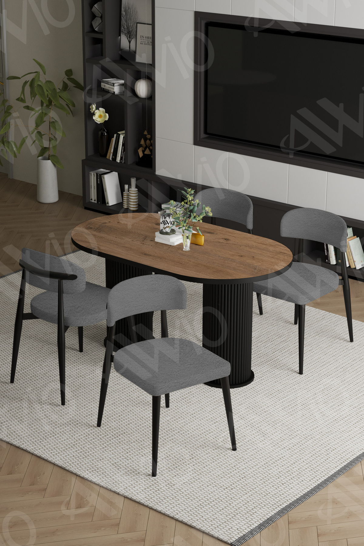 Sophia Bohem Ayak Siyah Polo Sandalye 80x140 Mutfak Masa Sandalye Takımı Akça